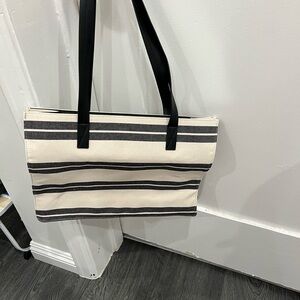 Striped Black and White Tote Bag
